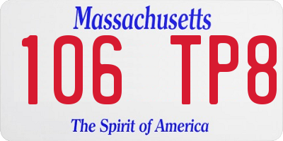 MA license plate 106TP8