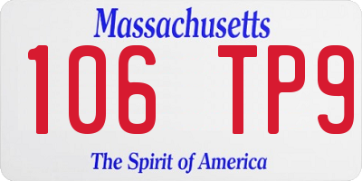 MA license plate 106TP9