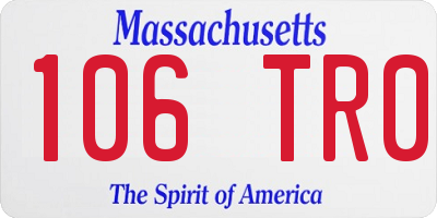 MA license plate 106TR0