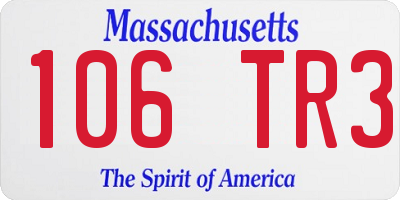 MA license plate 106TR3