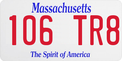 MA license plate 106TR8