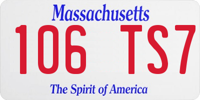 MA license plate 106TS7