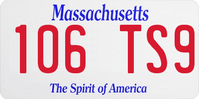 MA license plate 106TS9