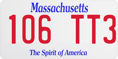 MA license plate 106TT3