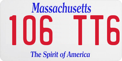 MA license plate 106TT6