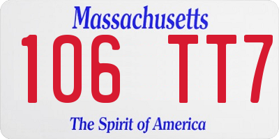 MA license plate 106TT7