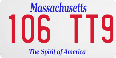 MA license plate 106TT9