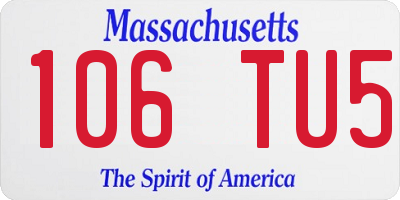 MA license plate 106TU5