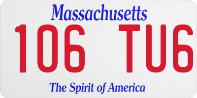 MA license plate 106TU6