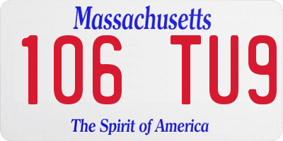 MA license plate 106TU9