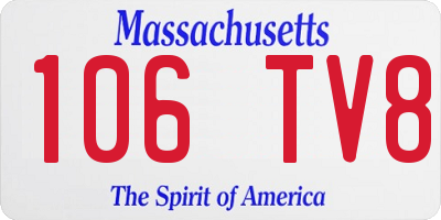 MA license plate 106TV8