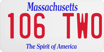 MA license plate 106TW0