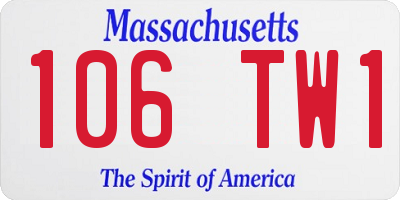 MA license plate 106TW1