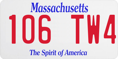 MA license plate 106TW4