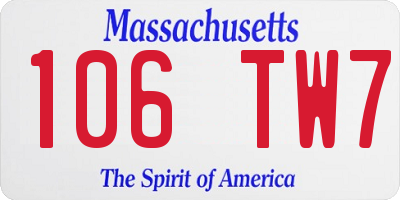 MA license plate 106TW7