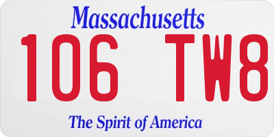 MA license plate 106TW8