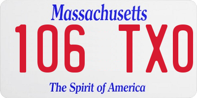 MA license plate 106TX0