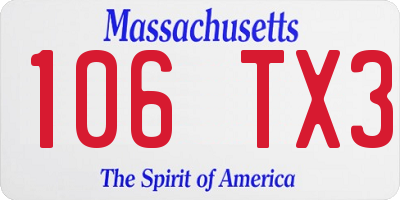 MA license plate 106TX3
