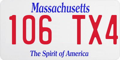 MA license plate 106TX4