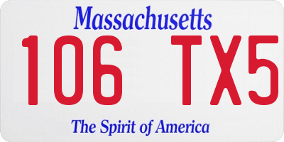 MA license plate 106TX5