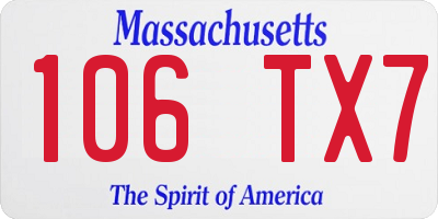 MA license plate 106TX7