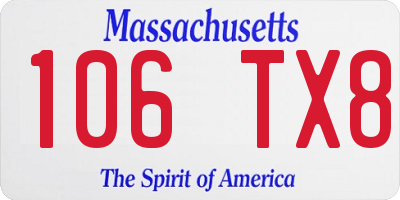 MA license plate 106TX8