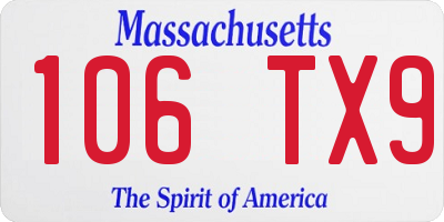 MA license plate 106TX9