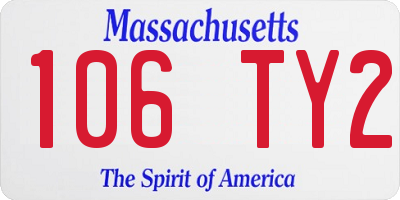 MA license plate 106TY2
