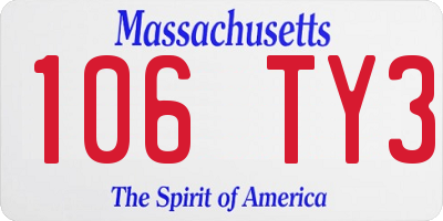 MA license plate 106TY3