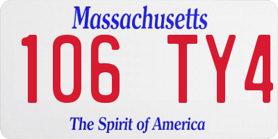 MA license plate 106TY4