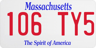 MA license plate 106TY5