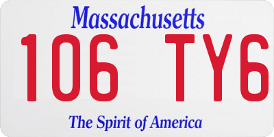 MA license plate 106TY6