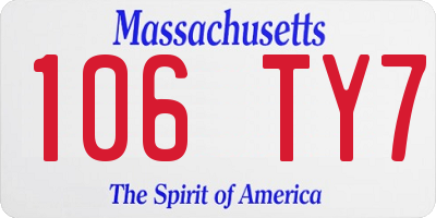 MA license plate 106TY7