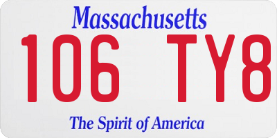 MA license plate 106TY8