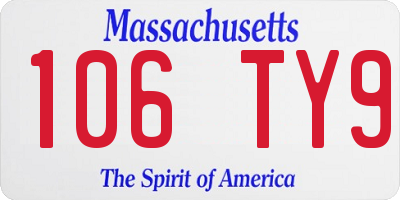 MA license plate 106TY9