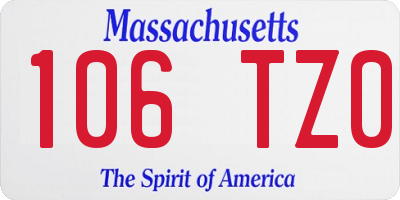 MA license plate 106TZ0
