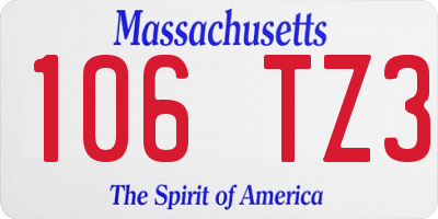 MA license plate 106TZ3
