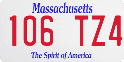 MA license plate 106TZ4