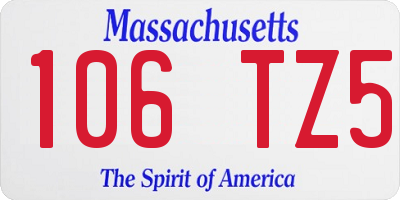 MA license plate 106TZ5
