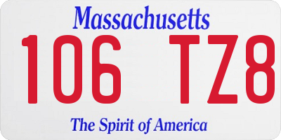 MA license plate 106TZ8