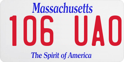 MA license plate 106UA0