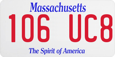 MA license plate 106UC8