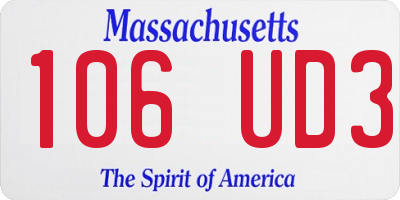 MA license plate 106UD3