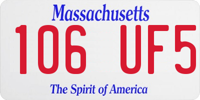MA license plate 106UF5