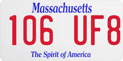 MA license plate 106UF8