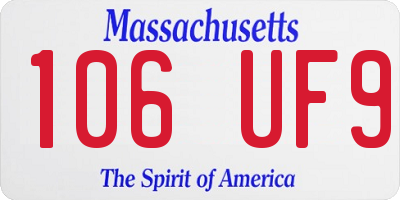 MA license plate 106UF9
