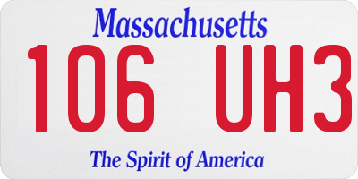 MA license plate 106UH3