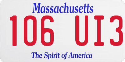 MA license plate 106UI3