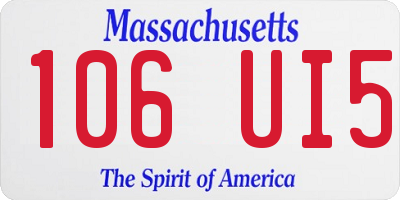 MA license plate 106UI5