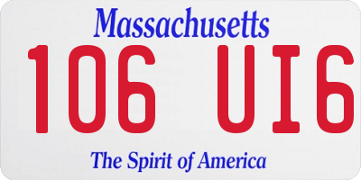 MA license plate 106UI6